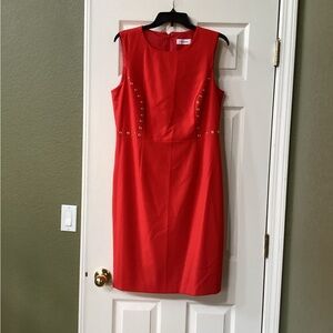 Calvin Klein Elegant Red Sleeveless Dress 12